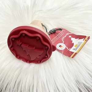 cookie stamper press Wood handle with silicone Christmas tree NWT